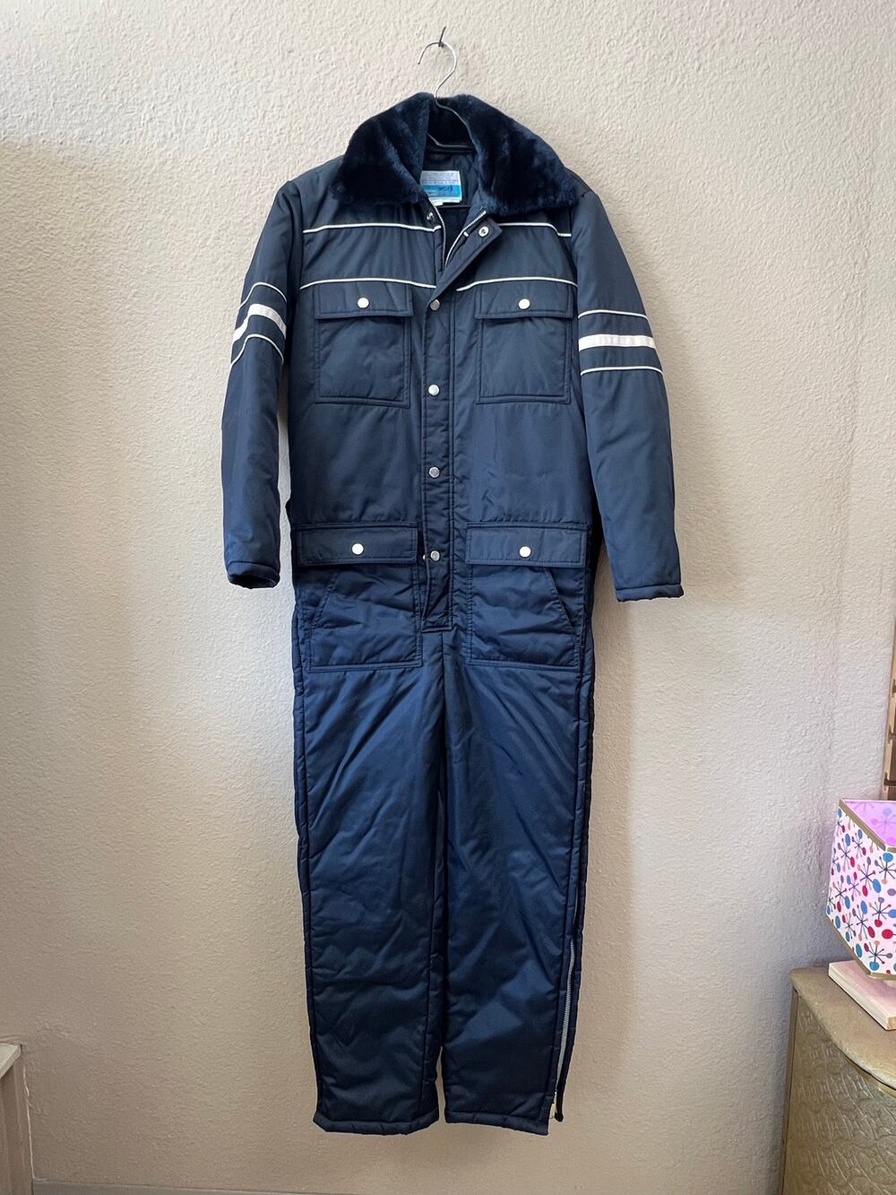 Vintage 70s Sears Work Leisure navy blue snow suit size 36 short